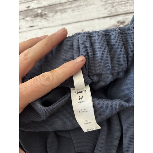 Halara Flex High Waisted Plicated Pocket Wide Leg Waffle Work Pants Size M Blue - Picture 10 of 15
